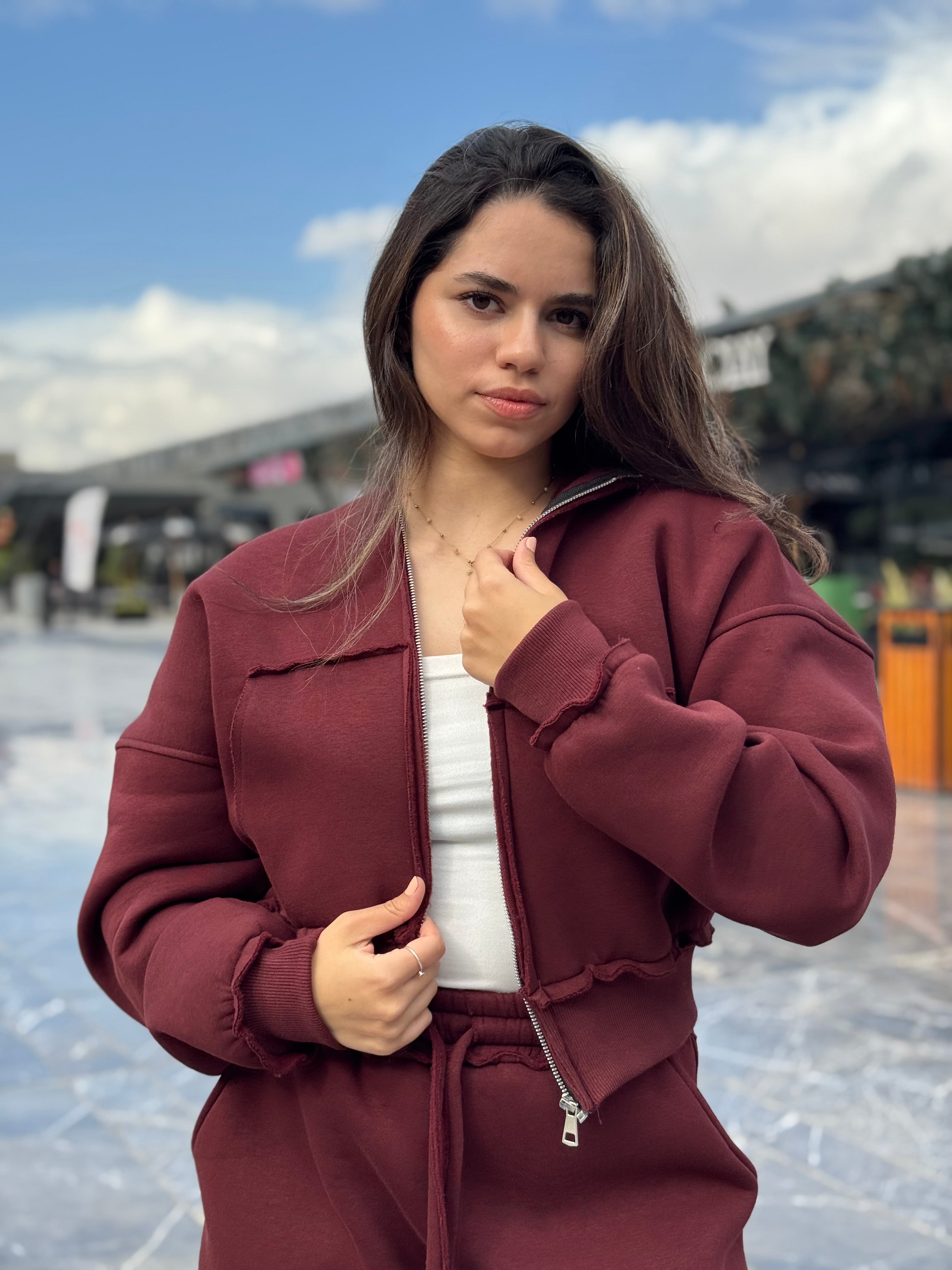 Hoodie Oversized Full-Zip - Burgundy