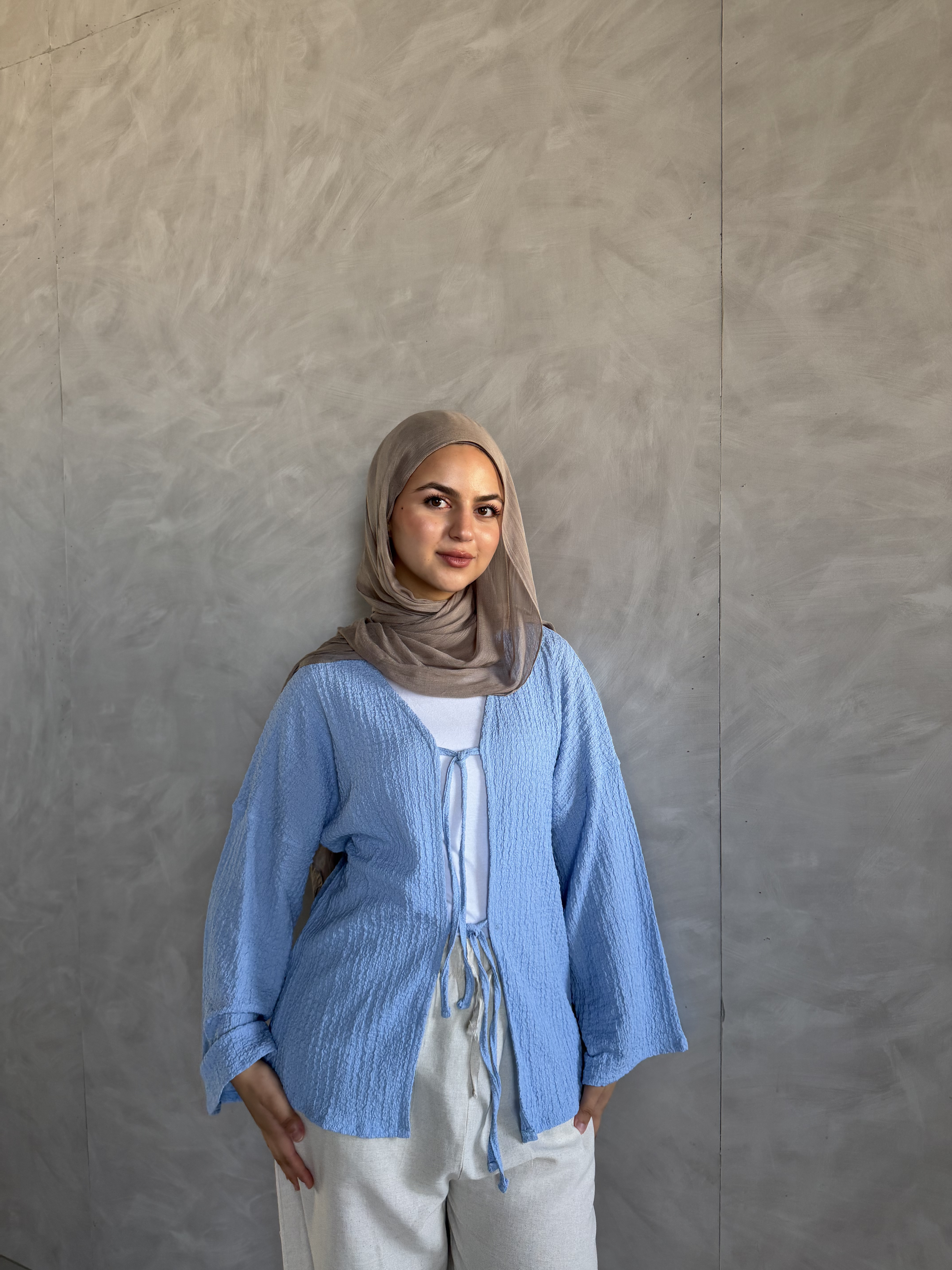 Wrap Tie Top Blouse - Blue
