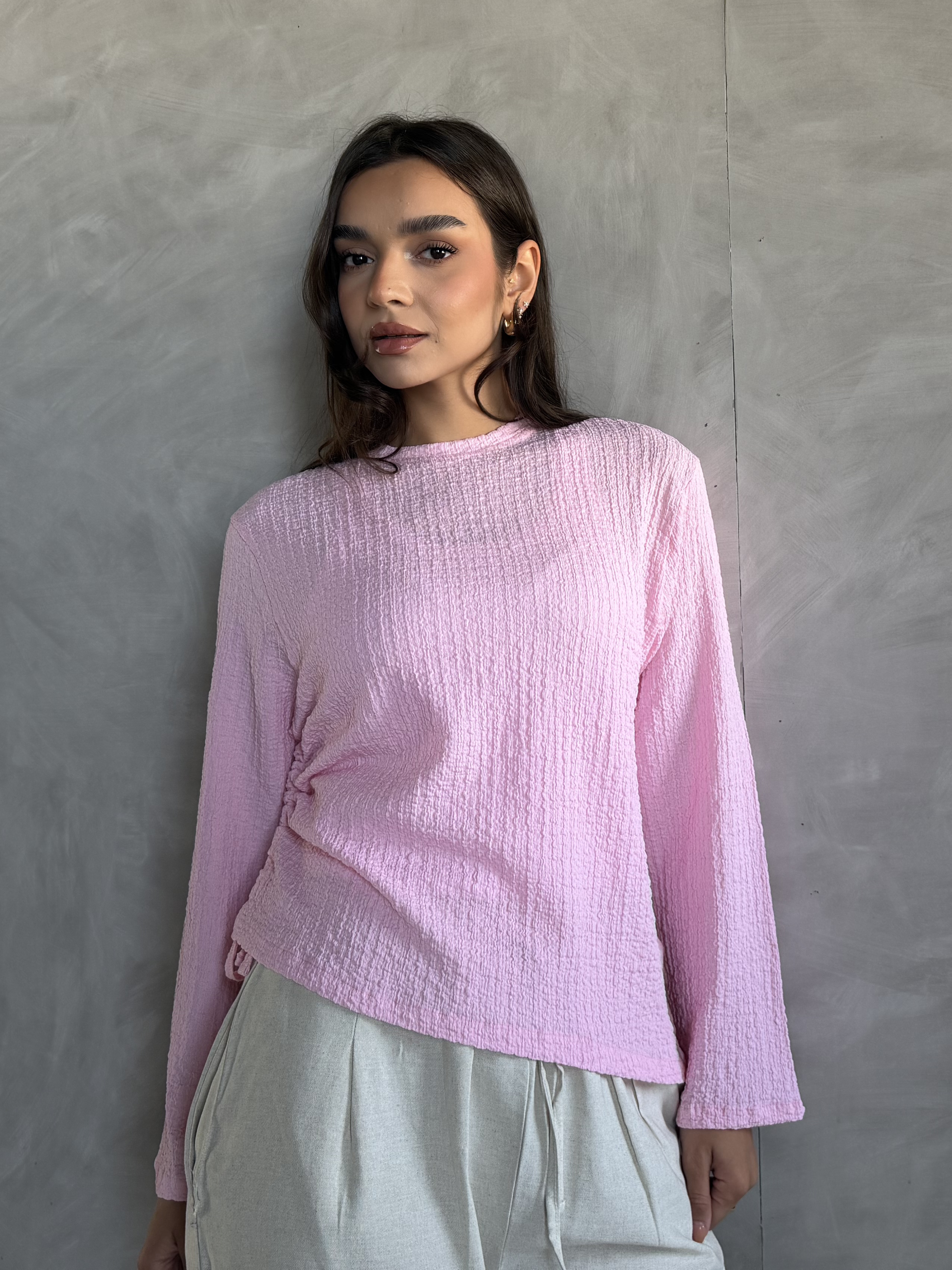 Asymmetric Fit Blouse - Pink