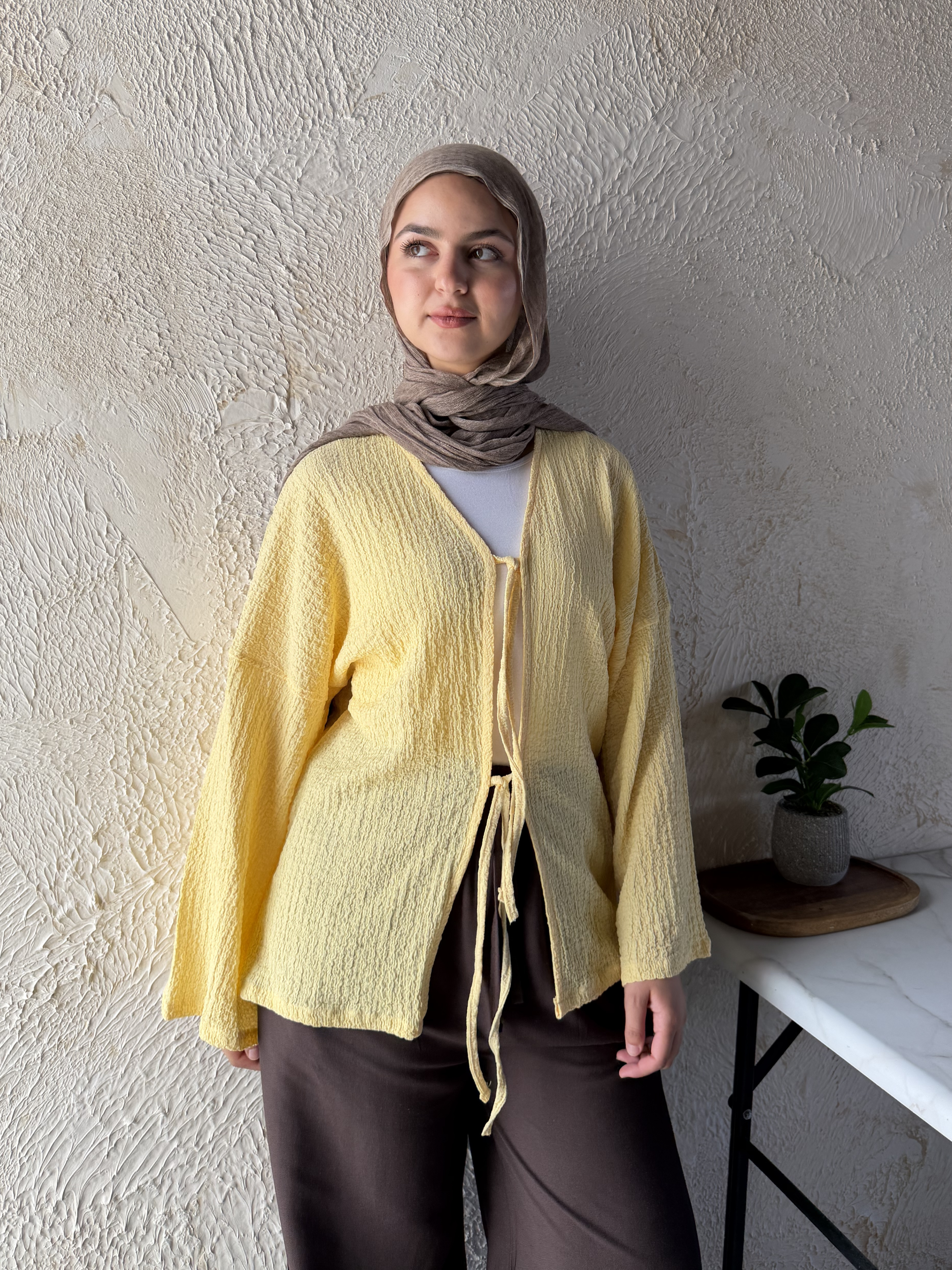 Wrap Tie Top Blouse - Yellow