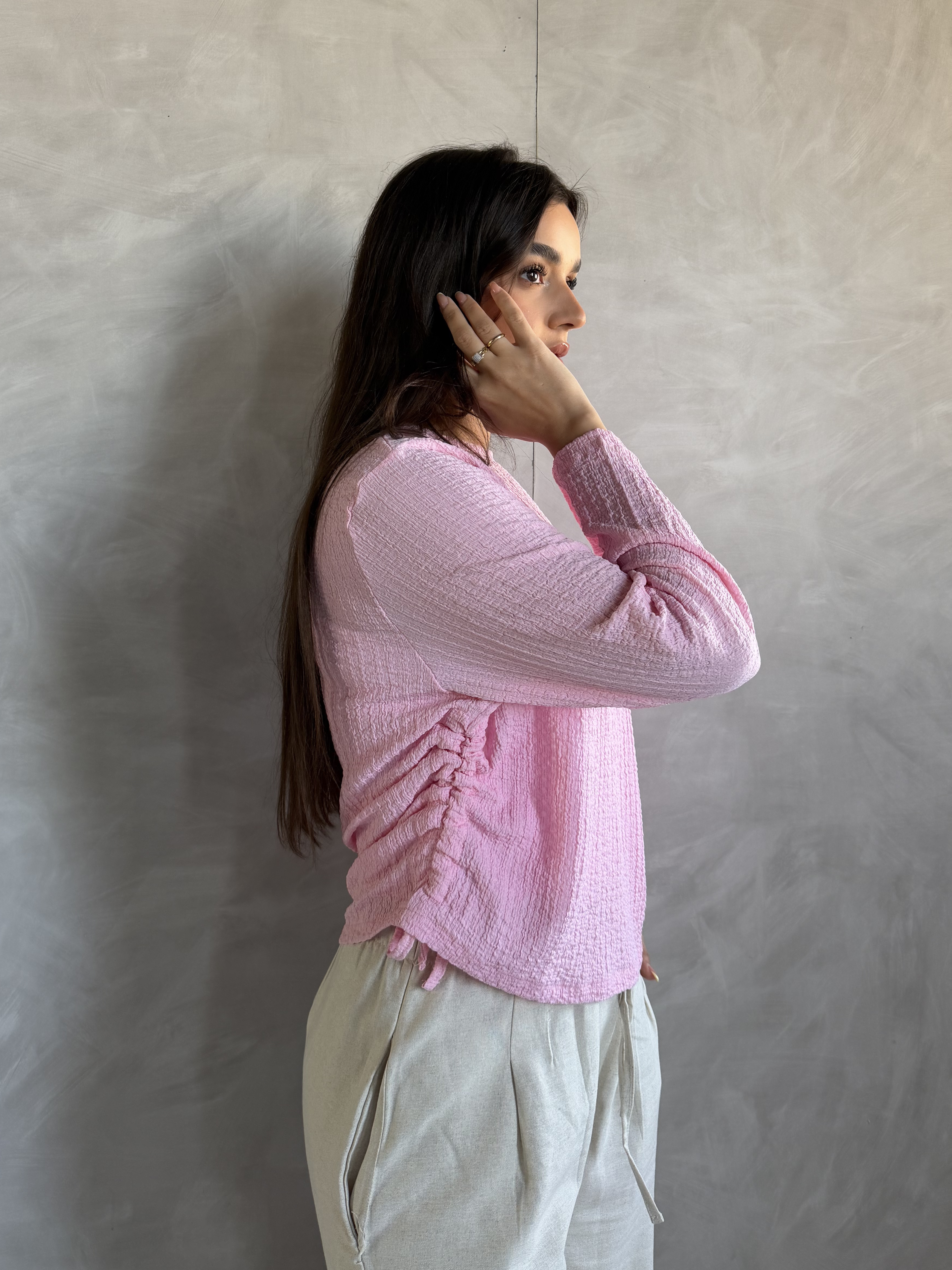 Asymmetric Fit Blouse - Pink