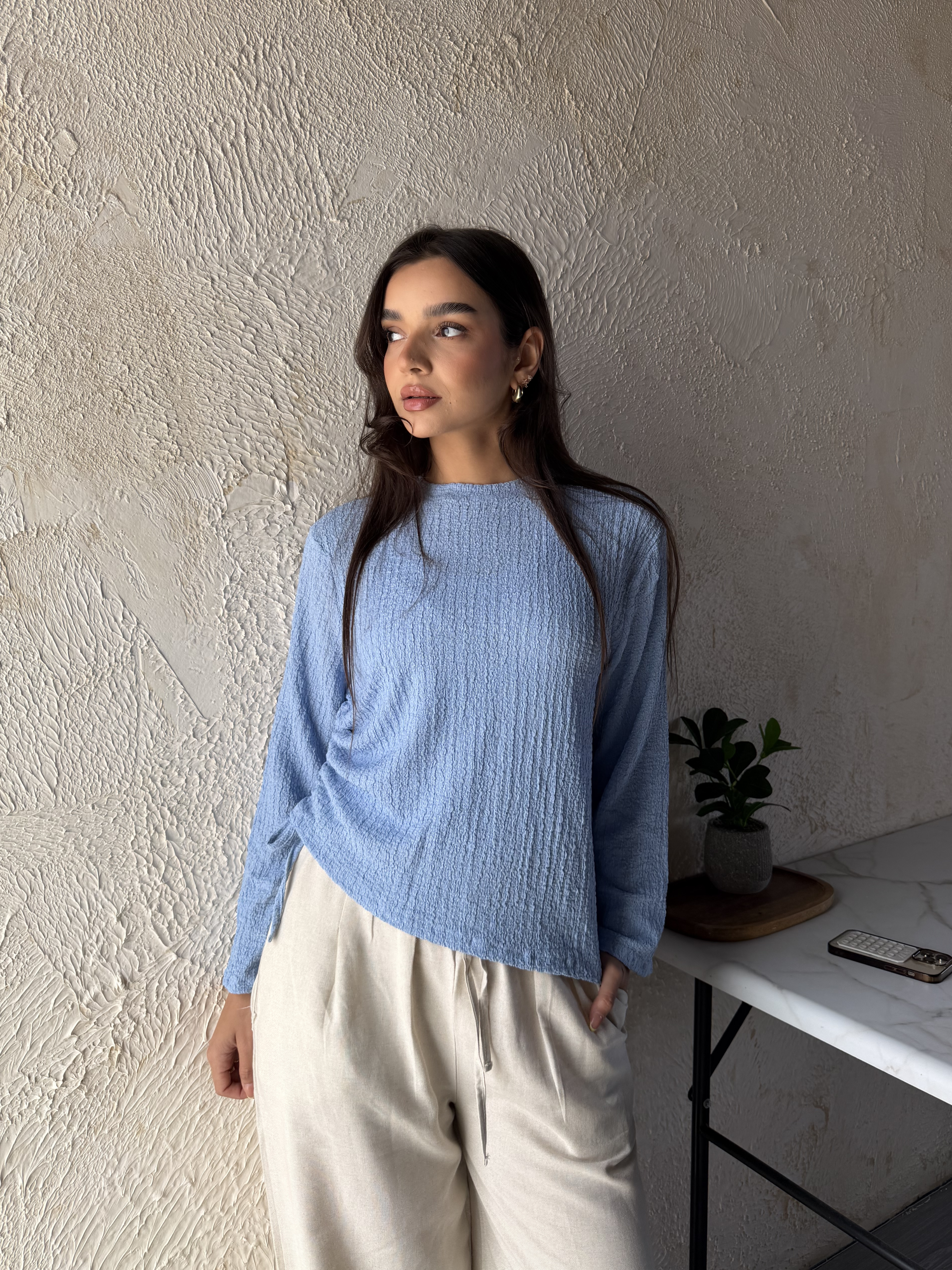 Asymmetric Fit Blouse - Blue