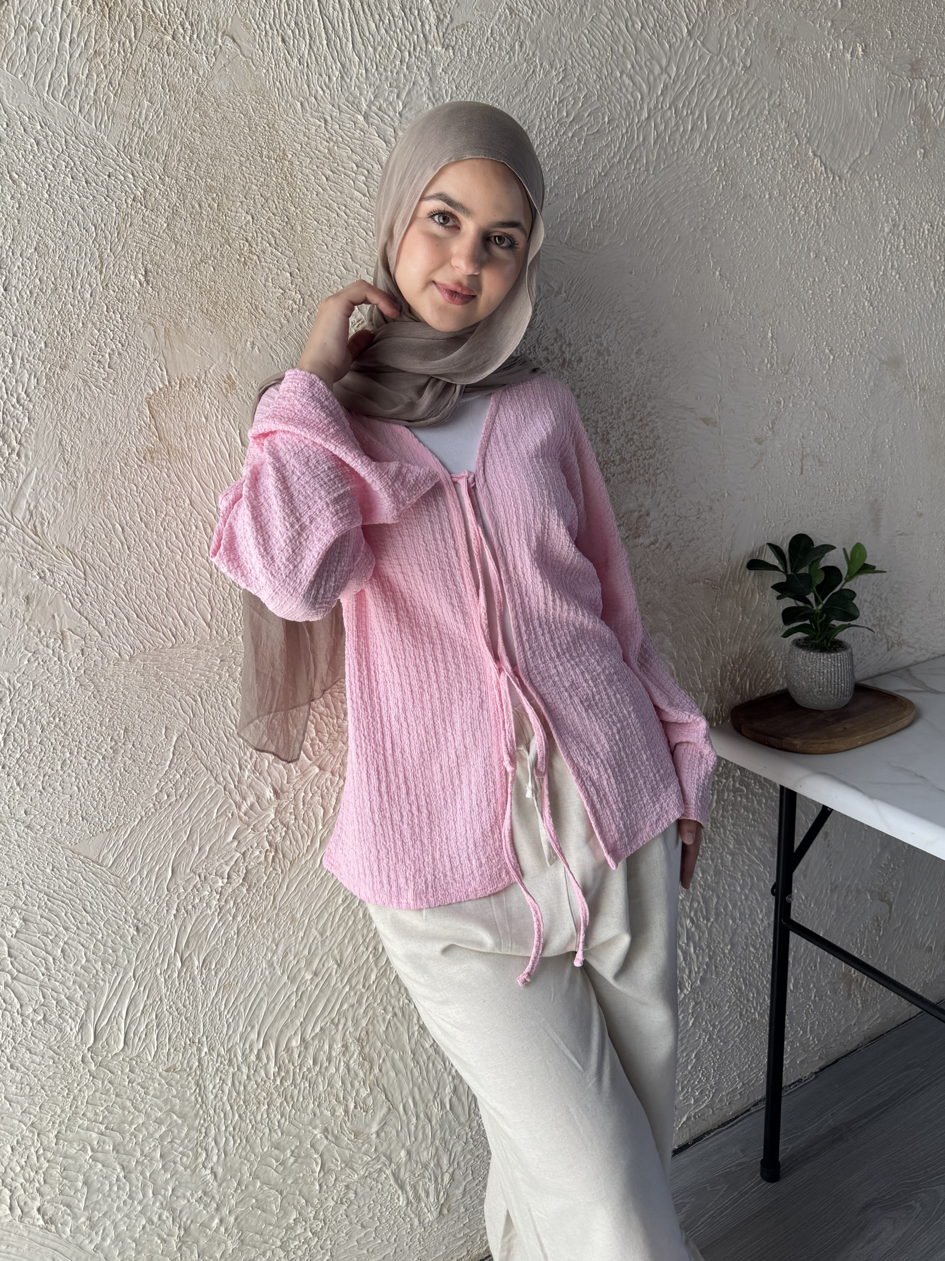 Wrap Tie Top Blouse - Pink